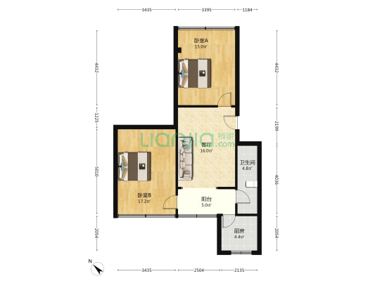 禾苑 2室1厅1卫 71平方