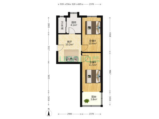 大士院三区 2室1厅1卫 51平方