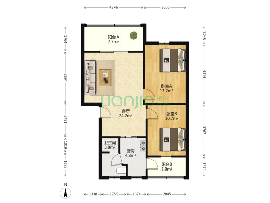 涧水小区 2室1厅1卫 78平方