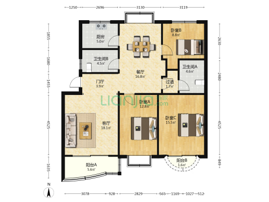 永通花园 3室2厅2卫 123平方