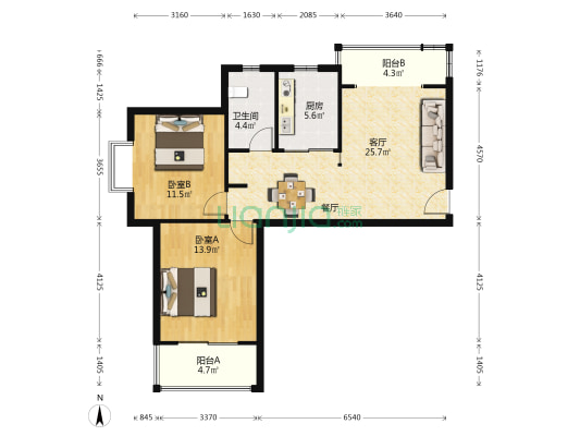 鑫唐佳苑 2室1厅1卫 80平方