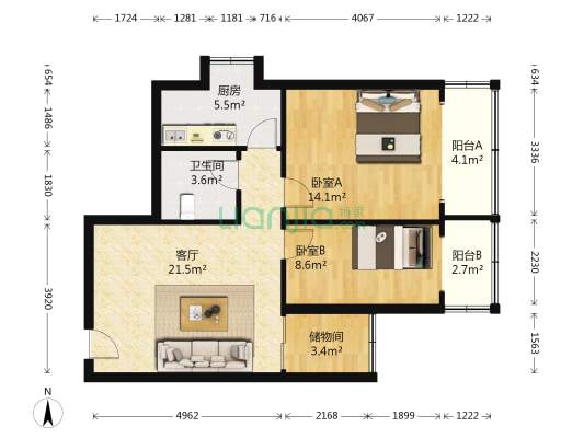 交农村 2室1厅1卫 73平方