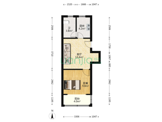 南新二村 1室1厅1卫 45平方
