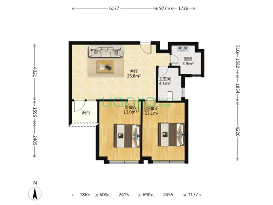 三湘四季花城牡丹苑 2室1厅1卫 99平方