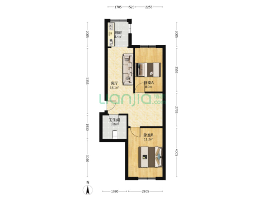 香东新居 2室1厅1卫 70平方