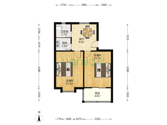 陈湾小区 2室1厅1卫 59平方