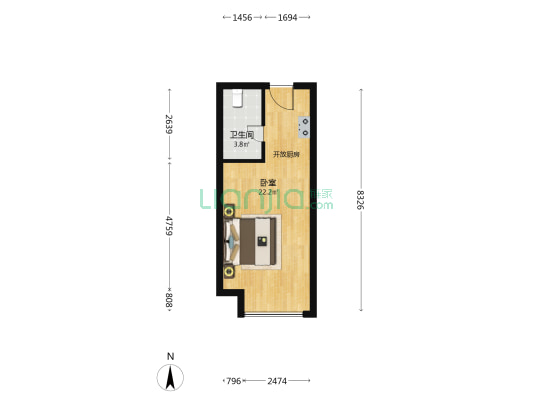 博雅广场 1室0厅1卫 43平方