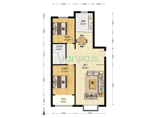 盛世佳赫园 2室1厅1卫 111平方
