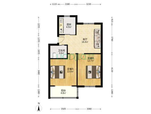 贡院 2室1厅1卫 66平方