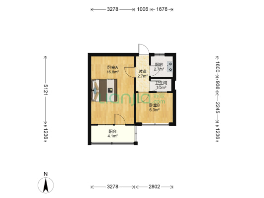 刚玉一区 2室0厅1卫 38平方