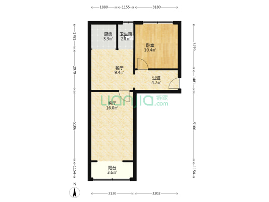 此房本满两年税费低单位房适用面积大-户型图