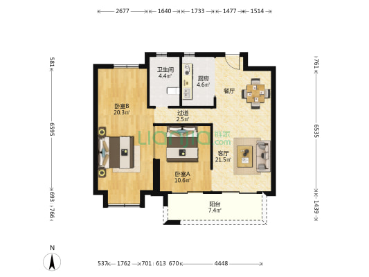 湖成大境 2室1厅1卫 89平方