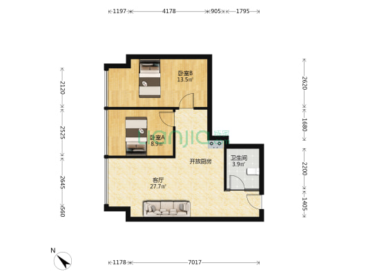 大信新都汇二期 2室1厅1卫 93平方