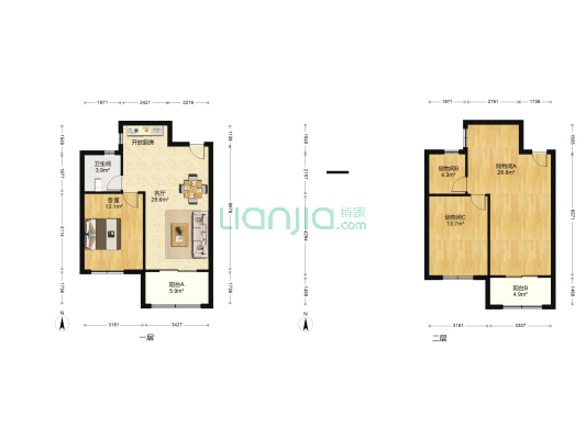 千灯御翠湾A区 1室1厅1卫 63平方