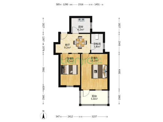 南环东路27号 2室1厅1卫 56平方