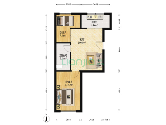金都嘉园 2室1厅1卫 69平方
