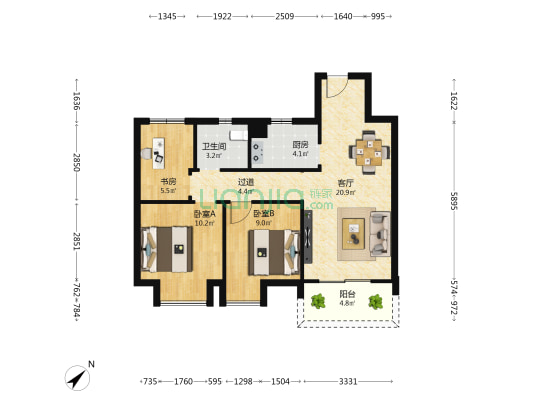 南航馨园 3室1厅1卫 93平方