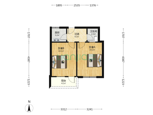 太子山路 2室0厅1卫 51平方