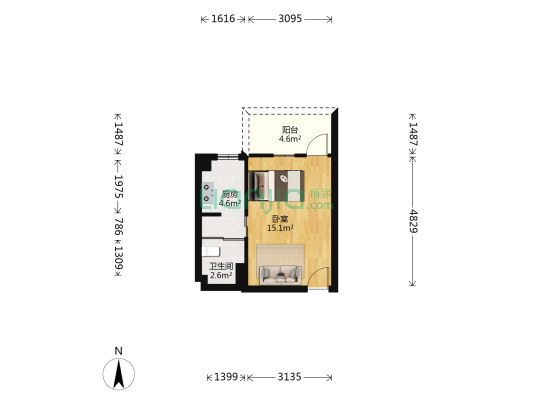 大洋江畔雅苑 1室0厅1卫 36平方