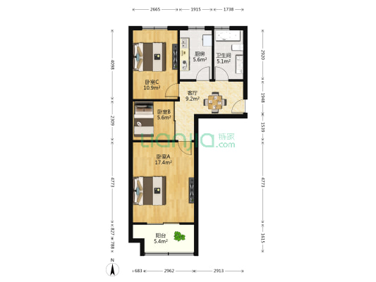 富江一品花园西区 3室1厅1卫 69平方