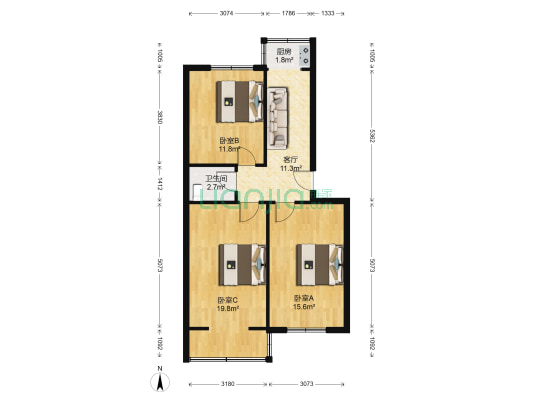 二二九队小区 3室1厅1卫 77平方