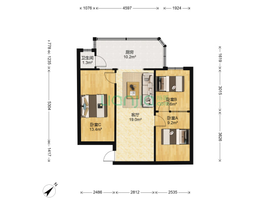 新寨路10号 3室1厅1卫 70平方