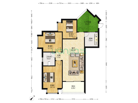 石油家益佳禾园D区 3室1厅1卫 105平方