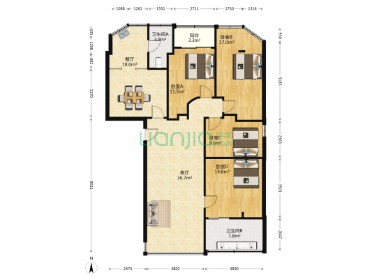 南坛东路 4室2厅2卫 139平方