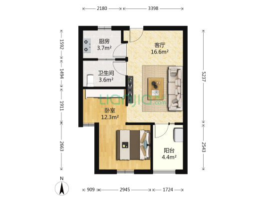 盛世邻里 1室1厅1卫 58平方