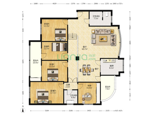 农业银行家属院 5室1厅2卫 200平方