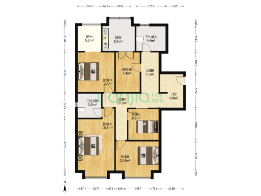 军创园 4室0厅2卫 142平方