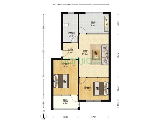 东鑫住宅新区 2室1厅1卫 81平方