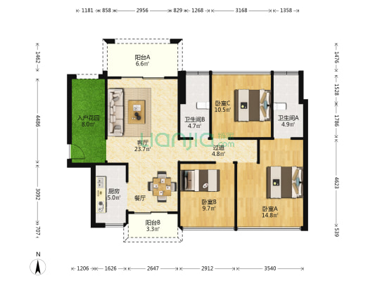 岐江东岸 3室1厅2卫 104平方