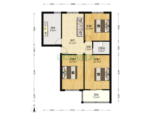 剧院路 3室1厅1卫 97平方