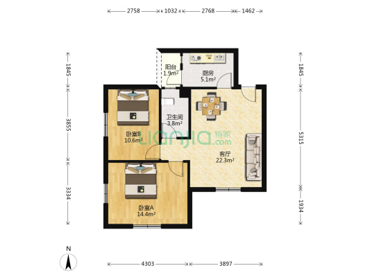 华宝新村 2室1厅1卫 74平方