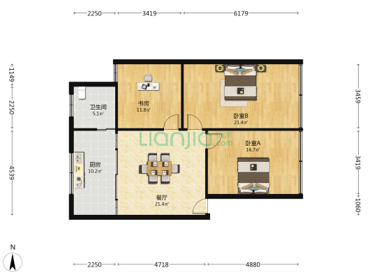 江海南路345号 3室1厅1卫 115平方