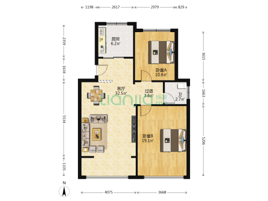 康宁新居 2室1厅1卫 144平方