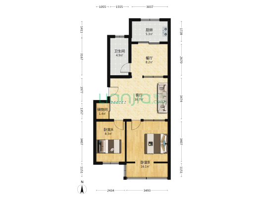 明珠路西小区 2室2厅1卫 79平方