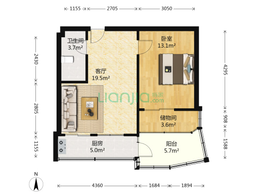 消防家属院 1室1厅1卫 60平方