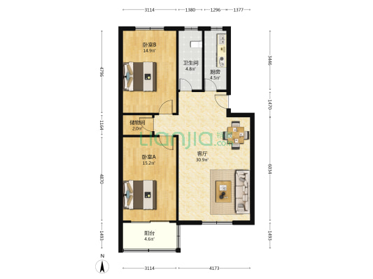 国远小区 2室1厅1卫 89平方