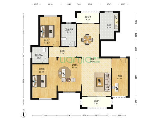 中昊檀宫 4室1厅2卫 140平方