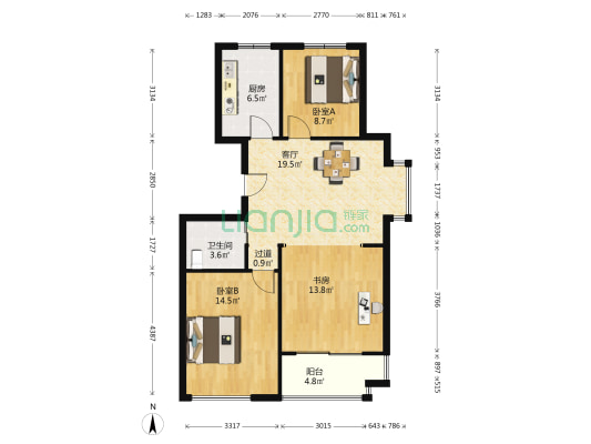 张舍苑二区 3室1厅1卫 89平方