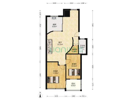 金石园 2室1厅1卫 78平方