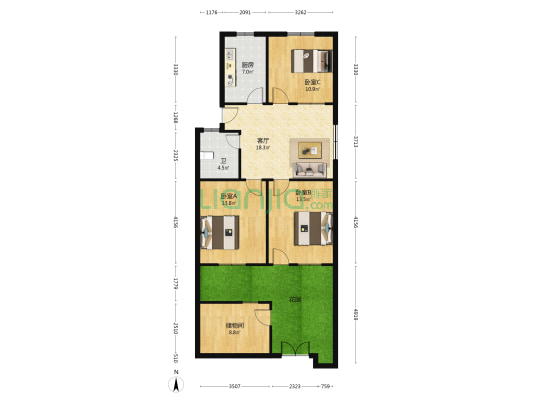 金穗楼 3室1厅1卫 77平方