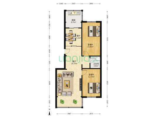 甘南花园西区 2室2厅1卫 103平方