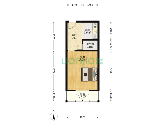 振中路20号 1室1厅1卫 40平方