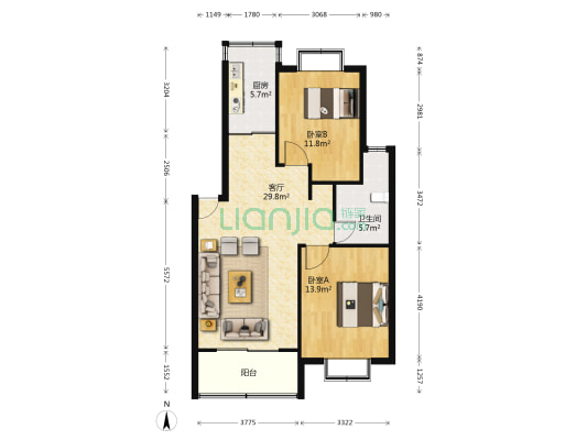 新乐雅苑 2室1厅1卫 92平方