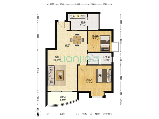 旭日湾 2室1厅1卫 78平方