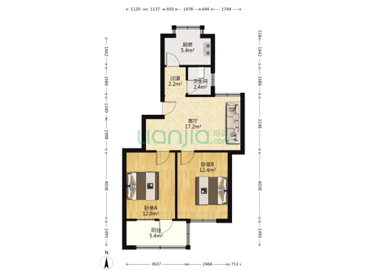 省烟曹家坡宿舍 2室1厅1卫 67平方