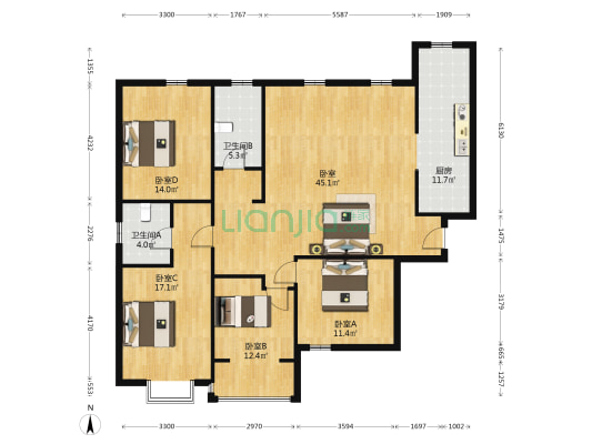 许东佳苑 5室0厅2卫 155平方